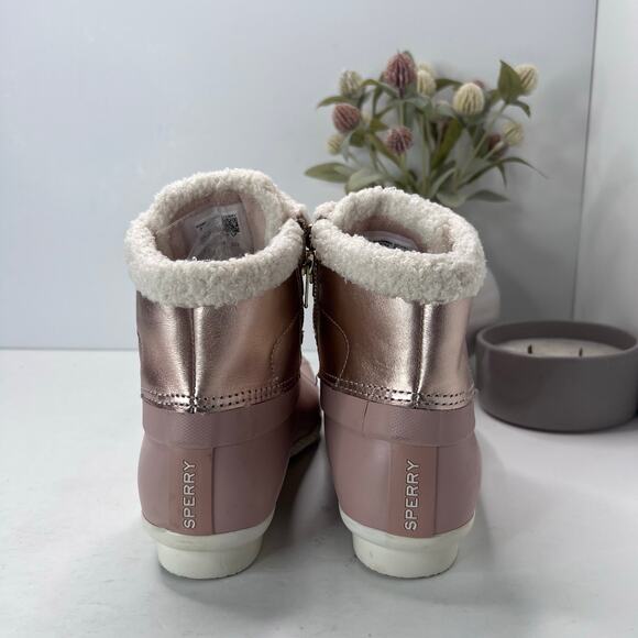 Sperry Saltwater Alpine Duck Boot Pink/Rose Gold Women 8 Microfleece Lining - Picture 4 of 9